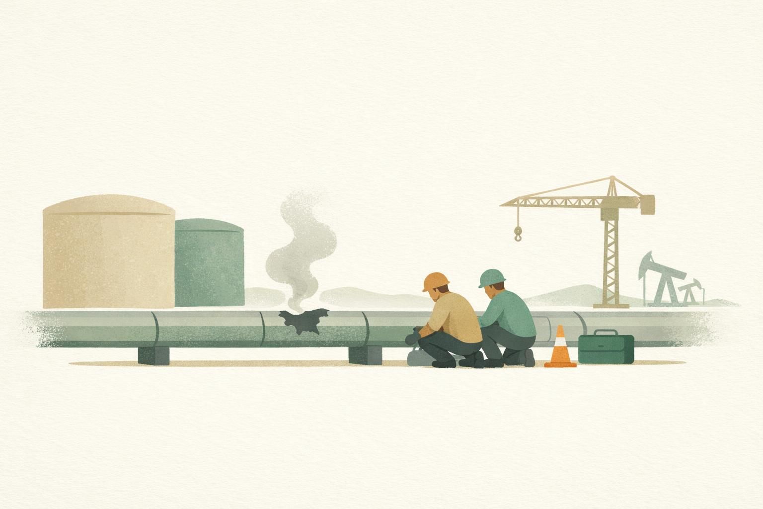 AI-generated conceptual illustration: Saudi oil pipeline faces weeks of repairs