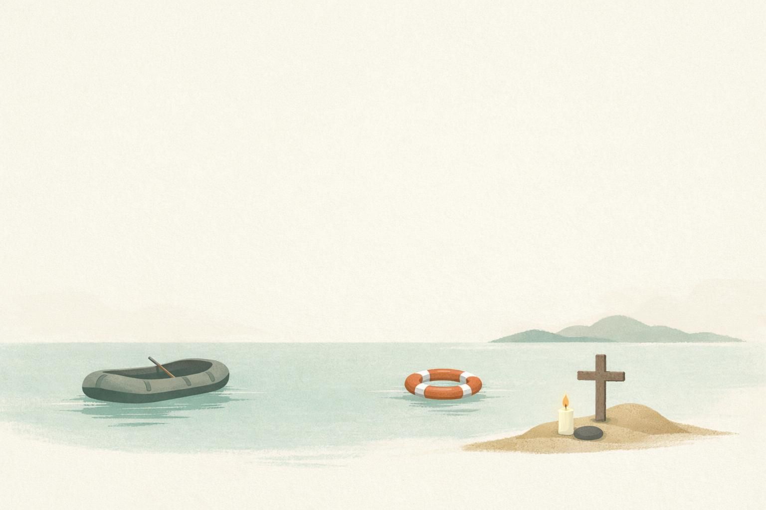 AI-generated conceptual illustration: Sea crossings to Europe fall as deaths rise