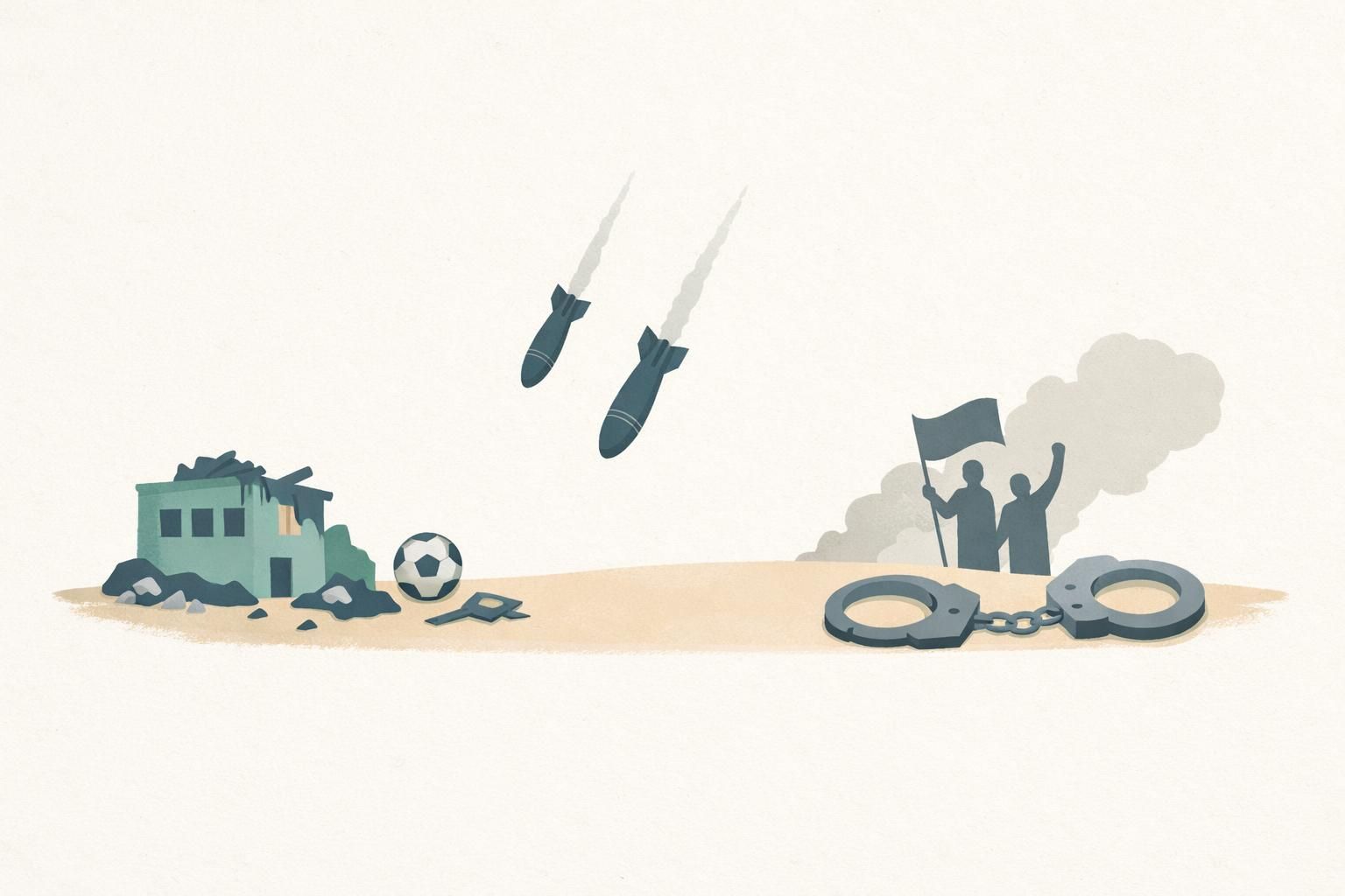 AI-generated conceptual illustration: UN cites US war crimes, Iran crimes against humanity