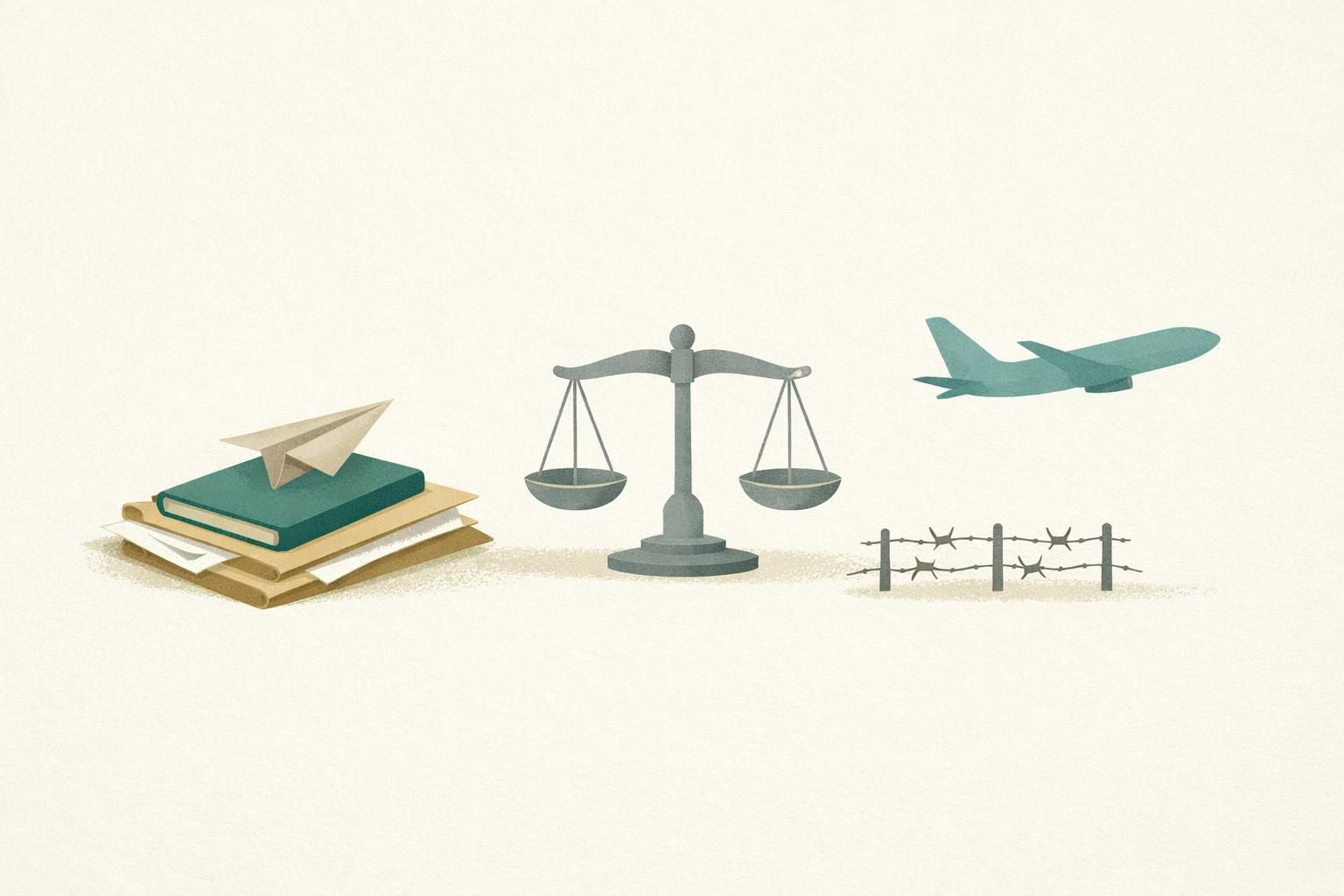 AI-generated conceptual illustration: US court limits rapid third-country deportations