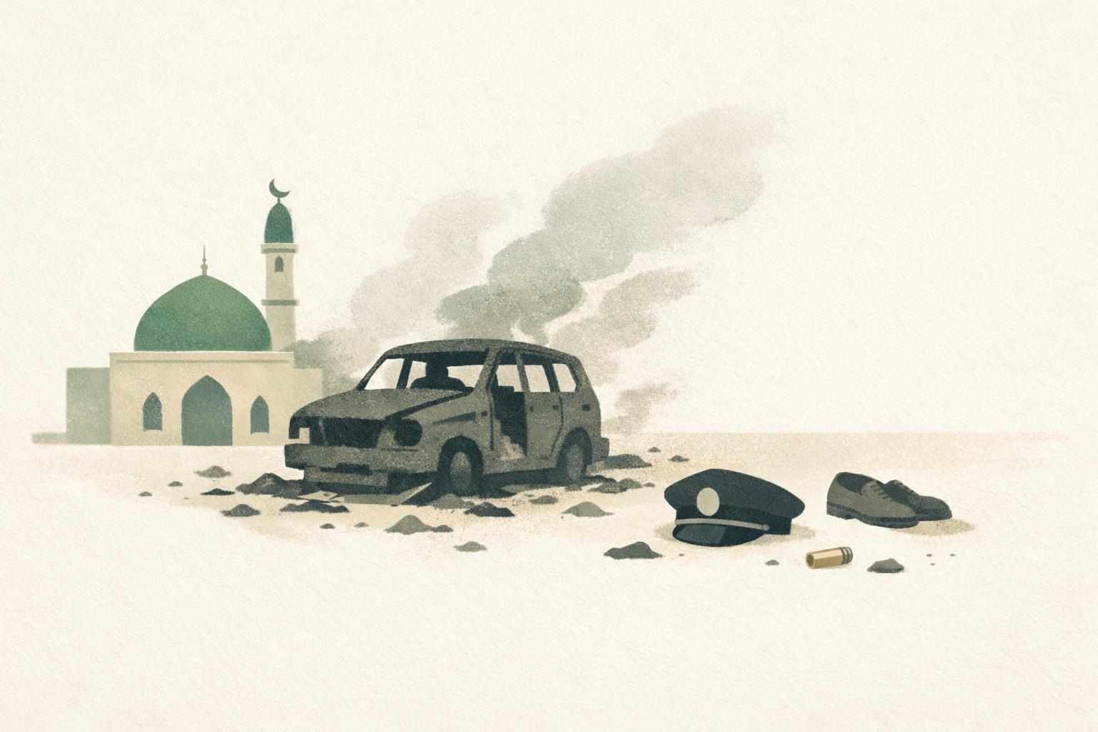 AI-generated conceptual illustration: Pakistan mosque attack kills at least 21