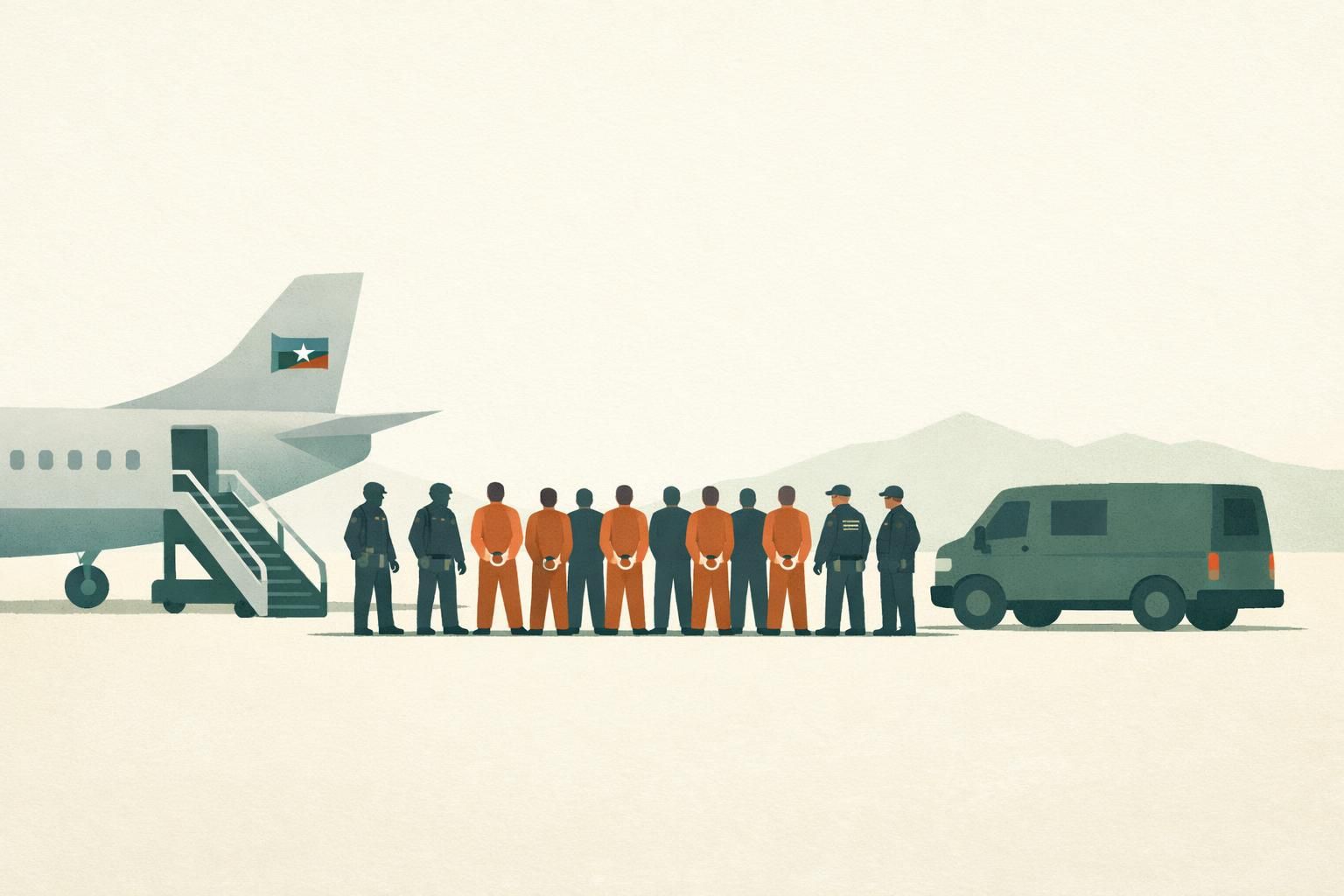 AI-generated conceptual illustration: Haiti sends 18 assassination suspects to US
