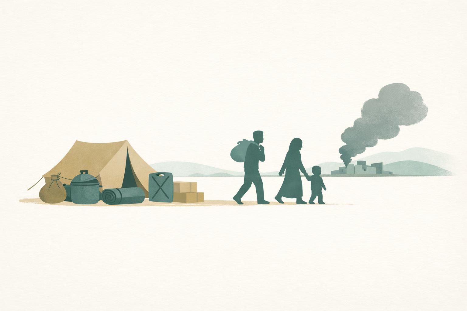 AI-generated conceptual illustration: Fighting displaces more than 129,000 in Yemen