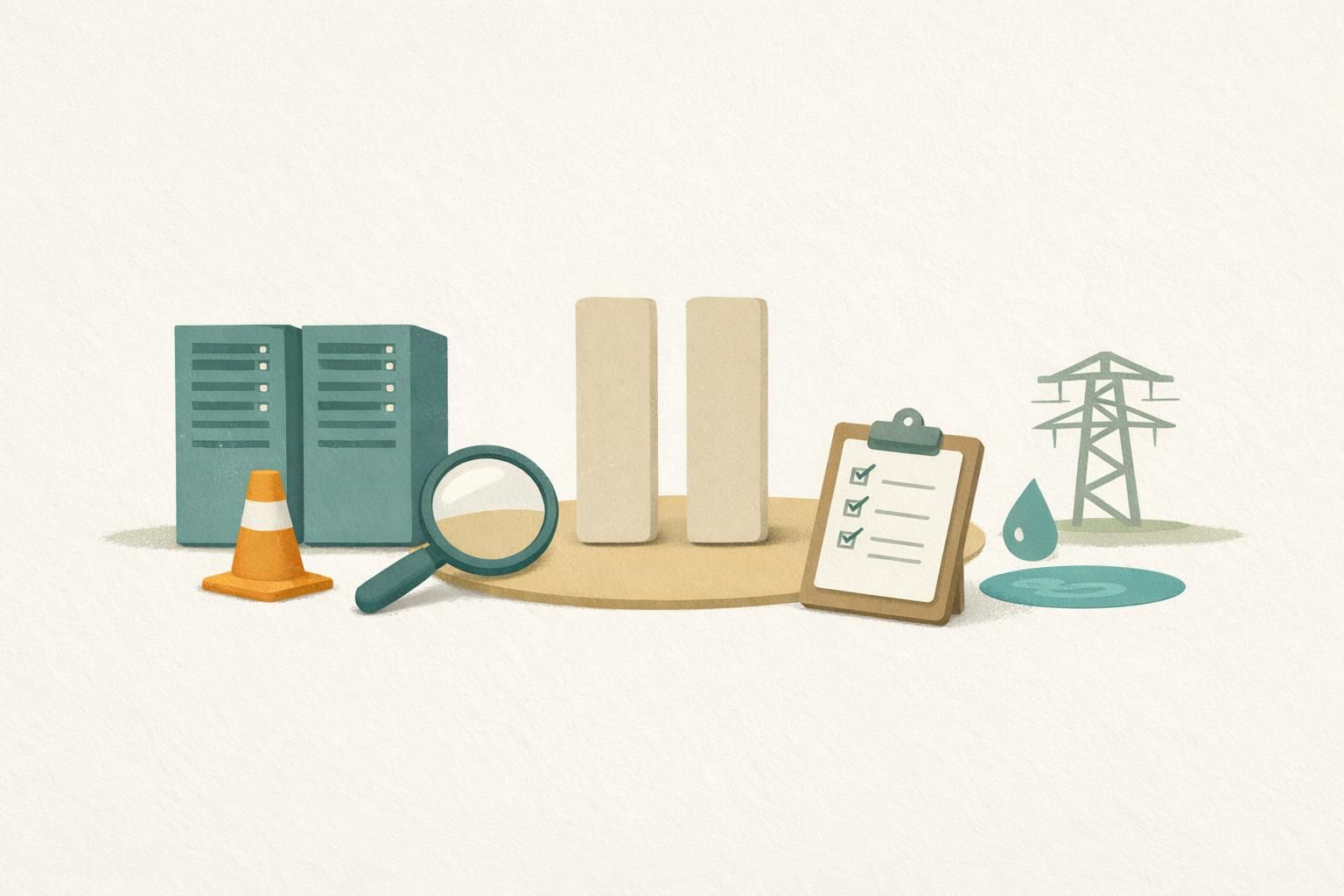AI-generated conceptual illustration: Texas pauses data-center permits for audits