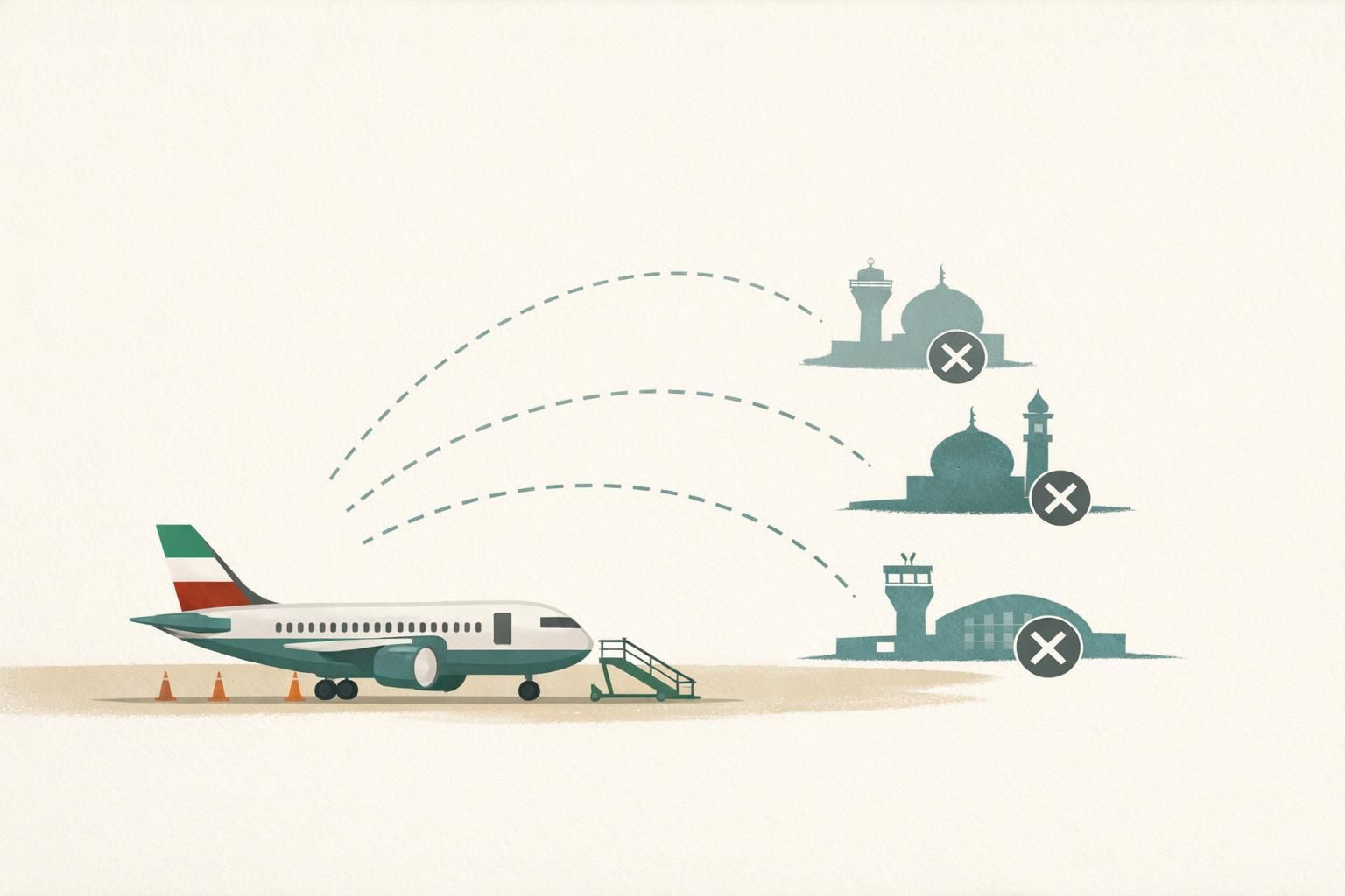 AI-generated conceptual illustration: Three countries bar Iranian airlines