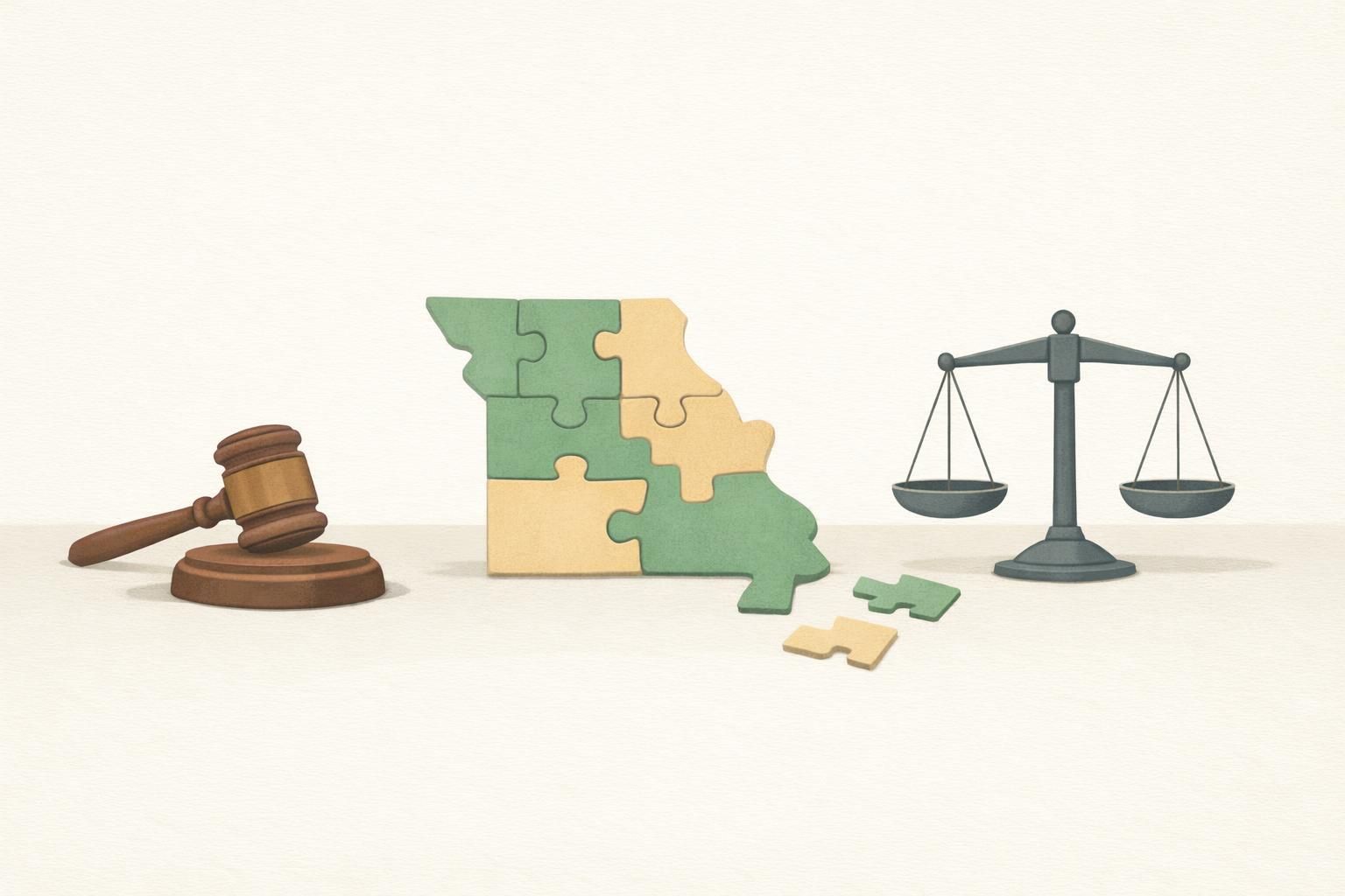 AI-generated conceptual illustration: Supreme Court again blocks Missouri congressional map