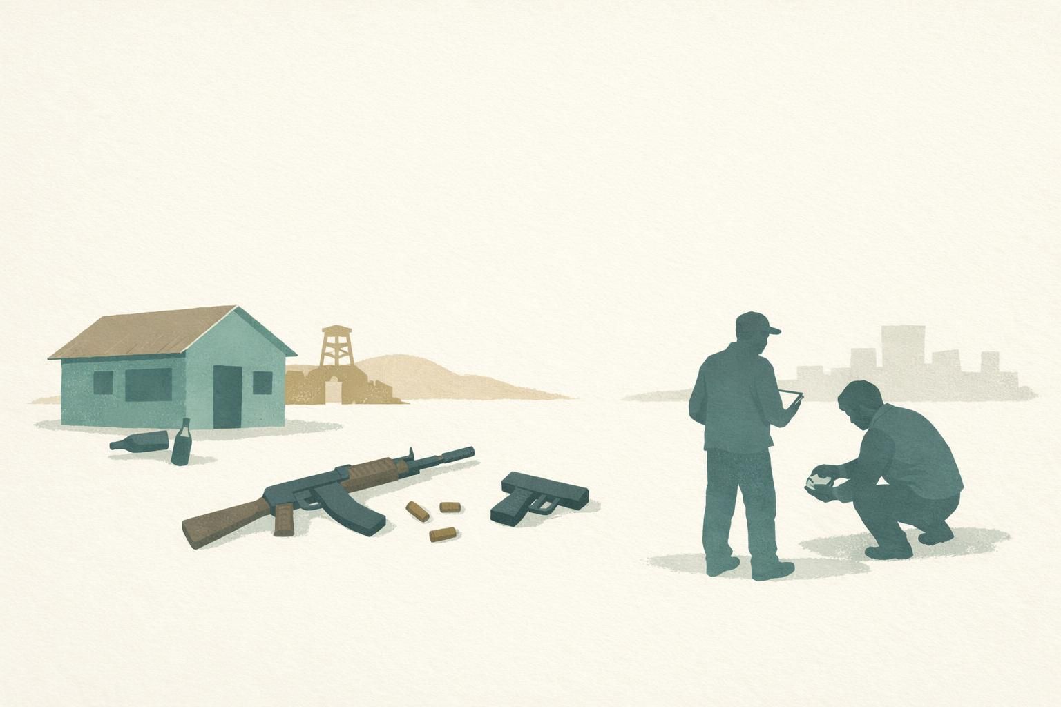 AI-generated conceptual illustration: Two shootings in South Africa kill 27