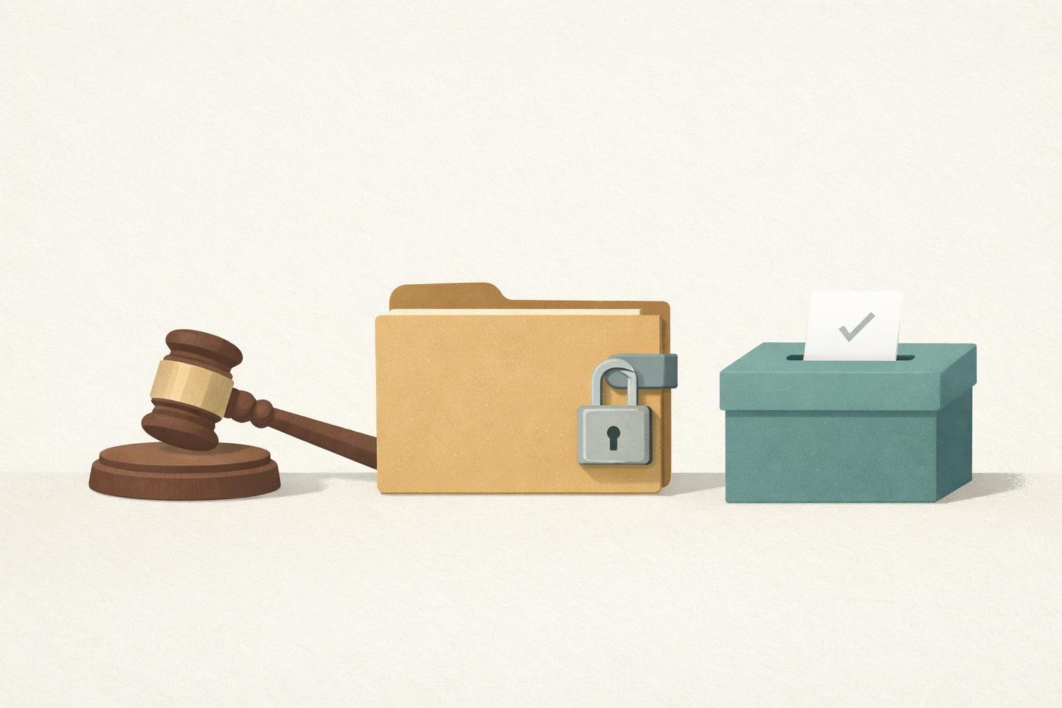 AI-generated conceptual illustration: Judge blocks election conditions on security grants