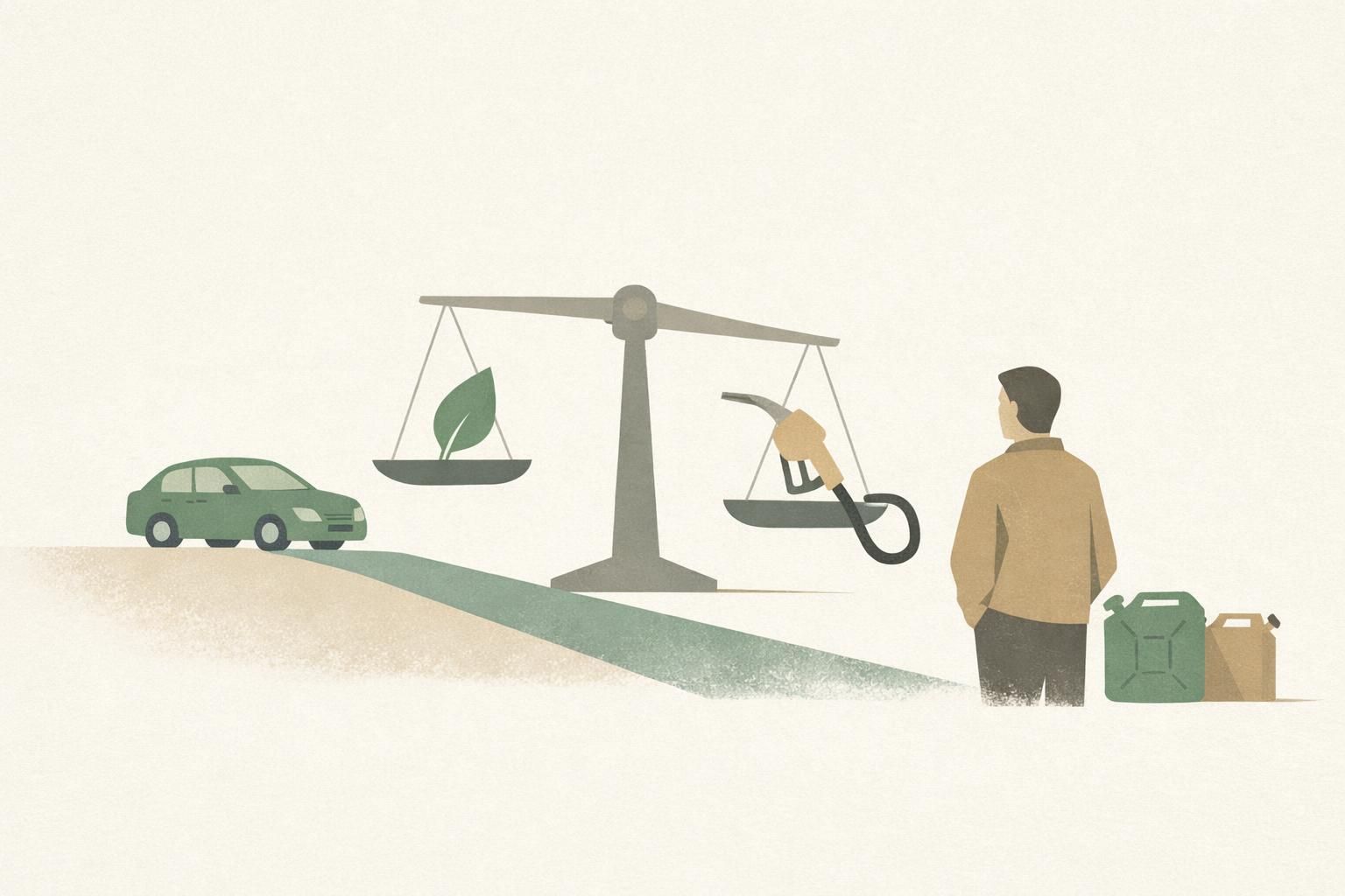 AI-generated conceptual illustration: U.S. lowers 2031 vehicle fuel-economy standard