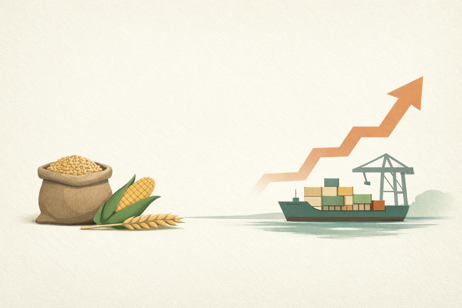 AI-generated conceptual illustration: Global food prices reach nearly four-year high