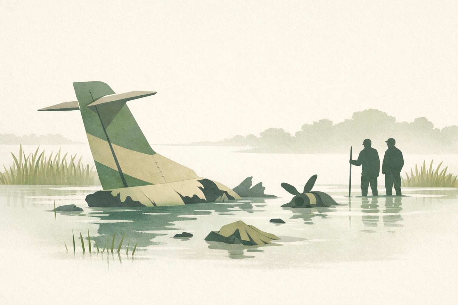 AI-generated conceptual illustration: Nigerian military plane crashes with 32 aboard