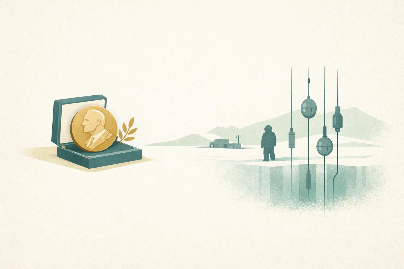 AI-generated conceptual illustration: Francis Halzen wins Nobel Prize in Physics
