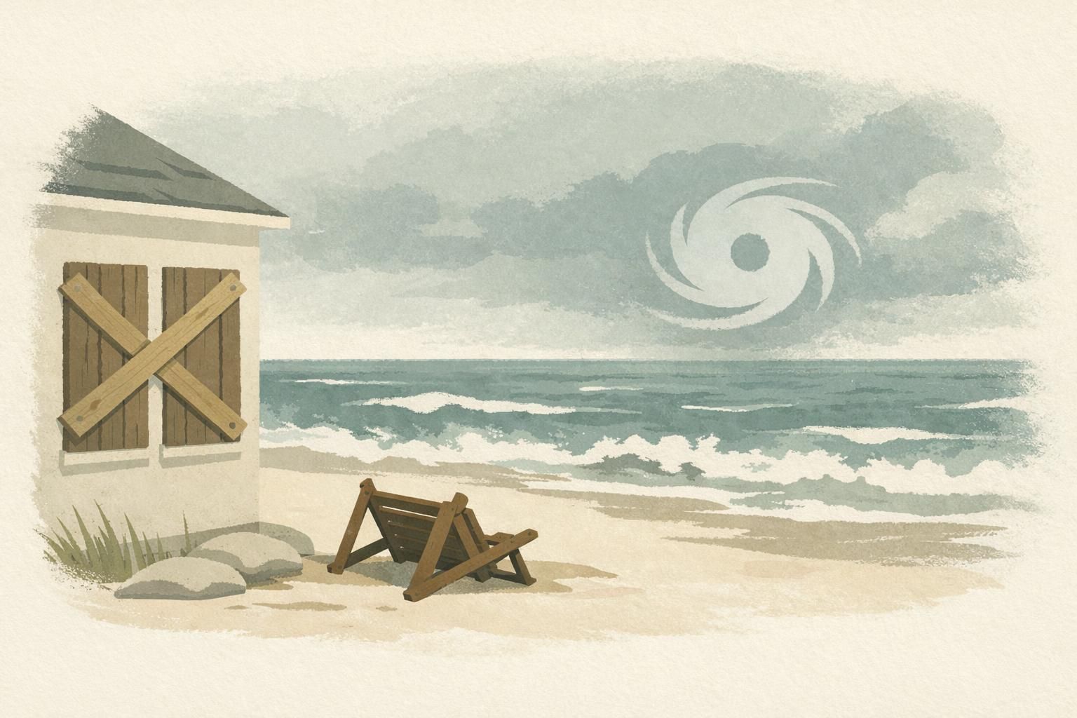 AI-generated conceptual illustration: Isaias reaches Category 2 near Gulf Coast