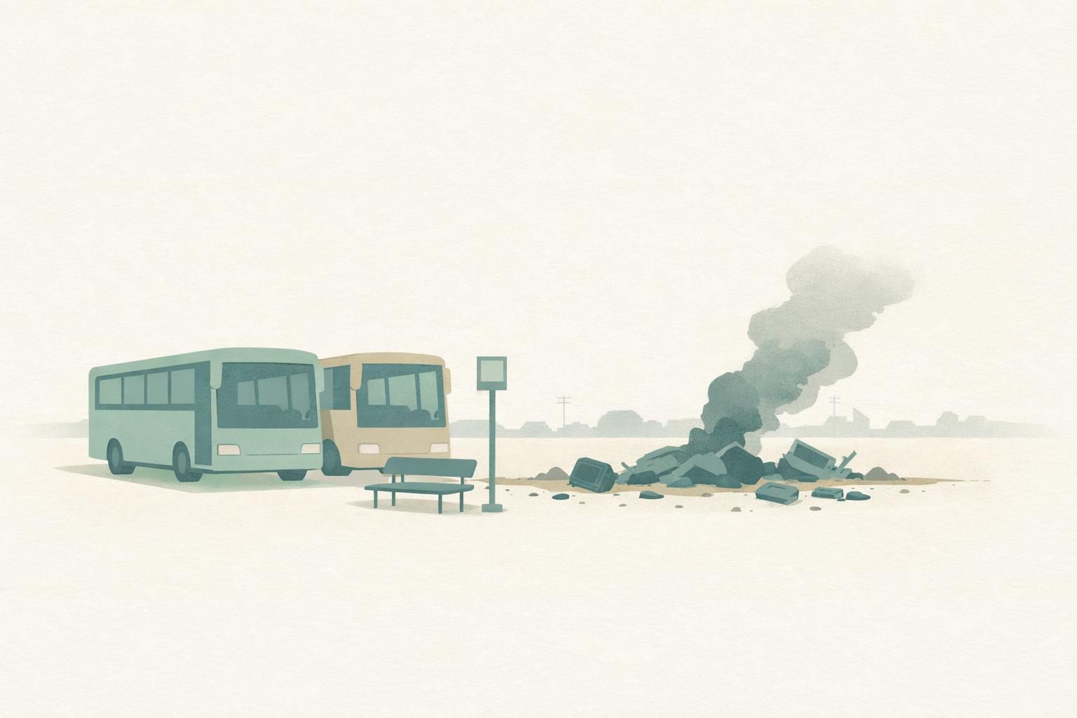 AI-generated conceptual illustration: Russian strike near Kramatorsk buses kills 33