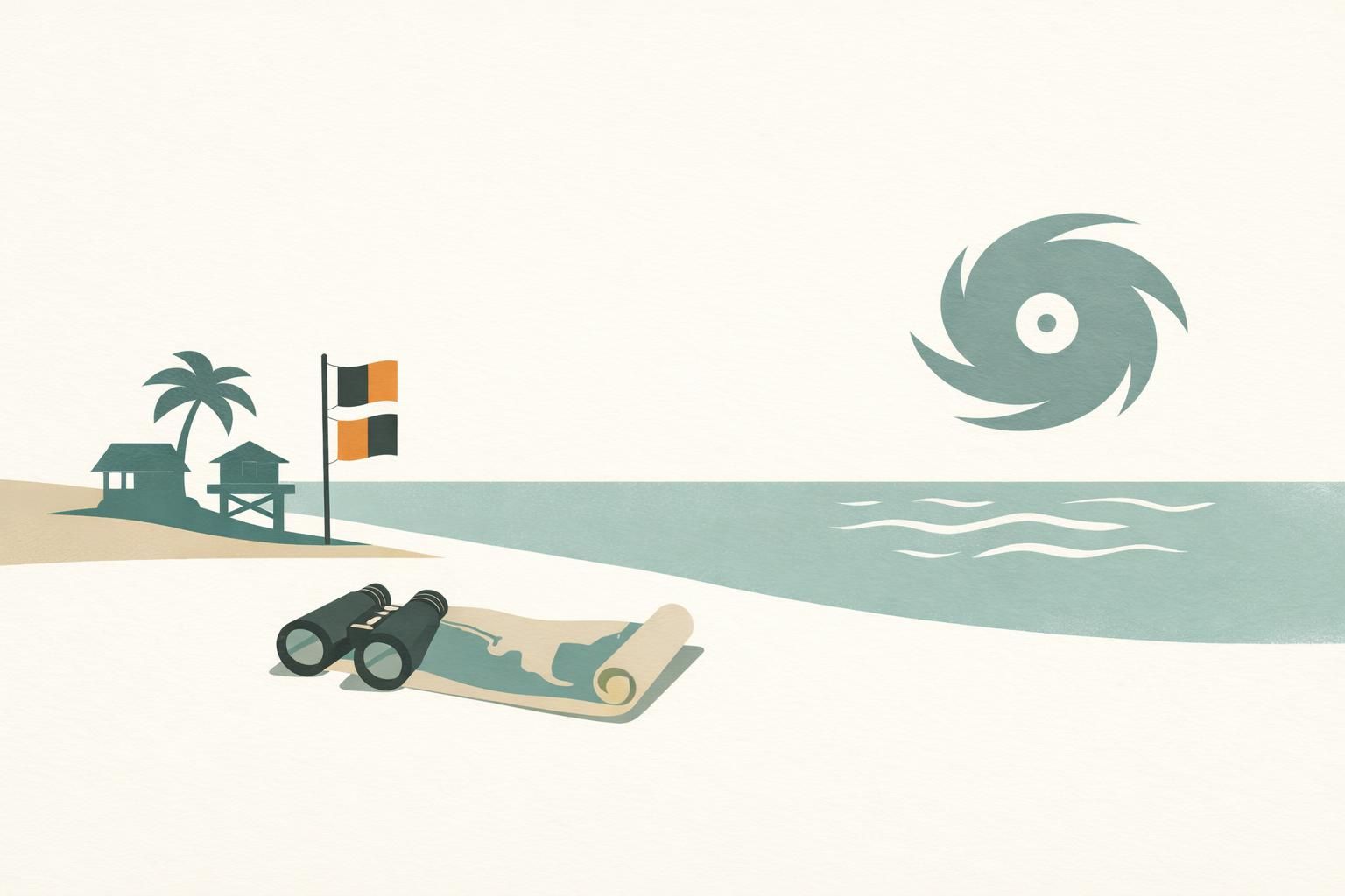 AI-generated conceptual illustration: Hurricane Simon prompts warnings in Mexico