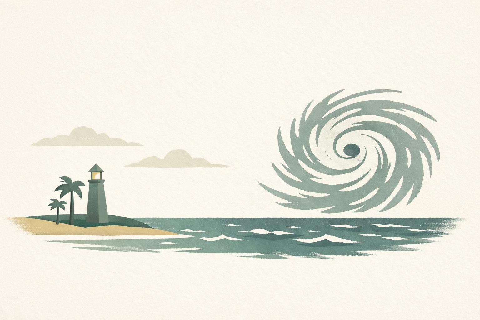 AI-generated conceptual illustration: Simon becomes Category 3 hurricane off Mexico