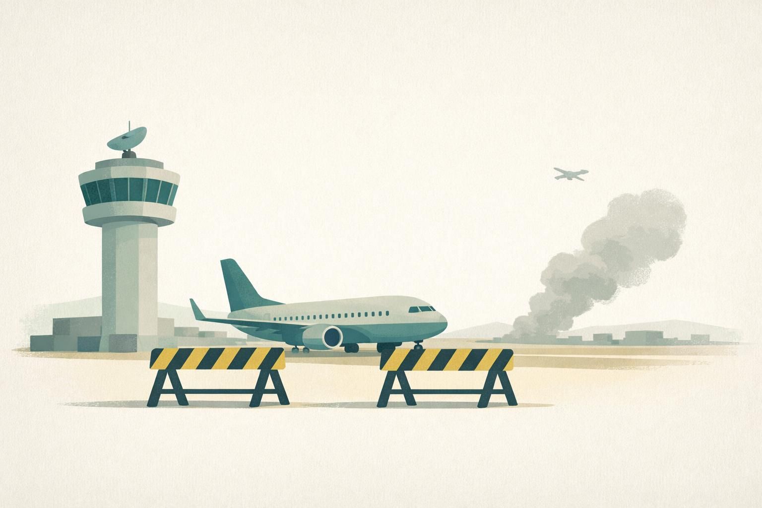 AI-generated conceptual illustration: Riyadh airport closure extended through Saturday