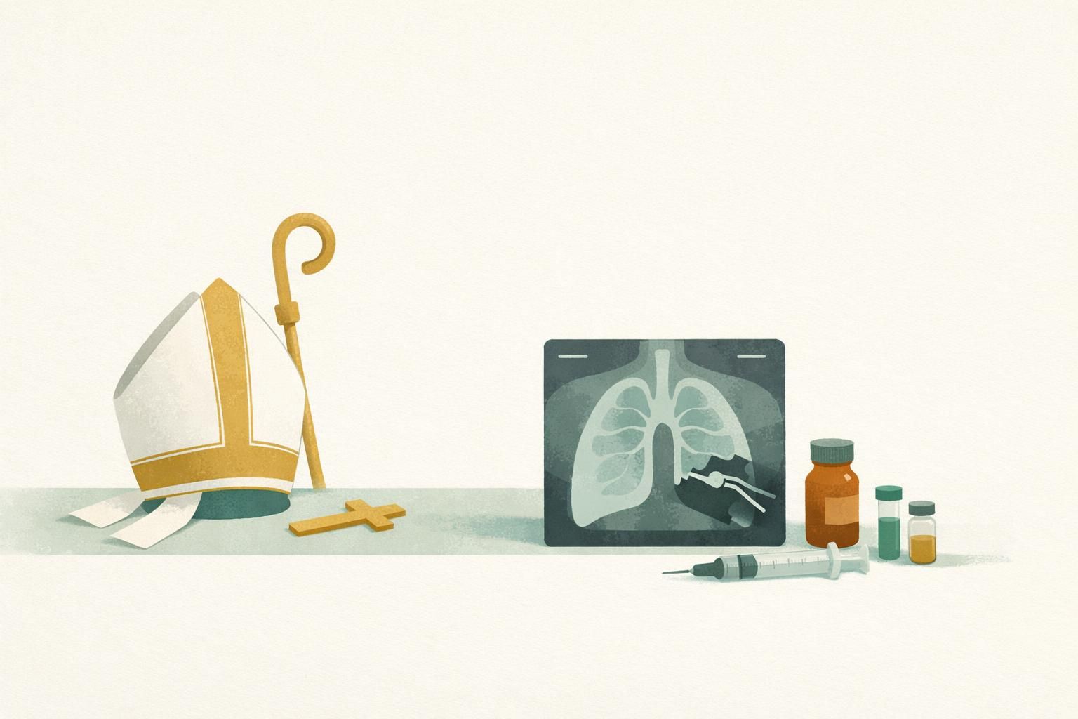 AI-generated conceptual illustration: Pope Leo XIV diagnosed with lung cancer