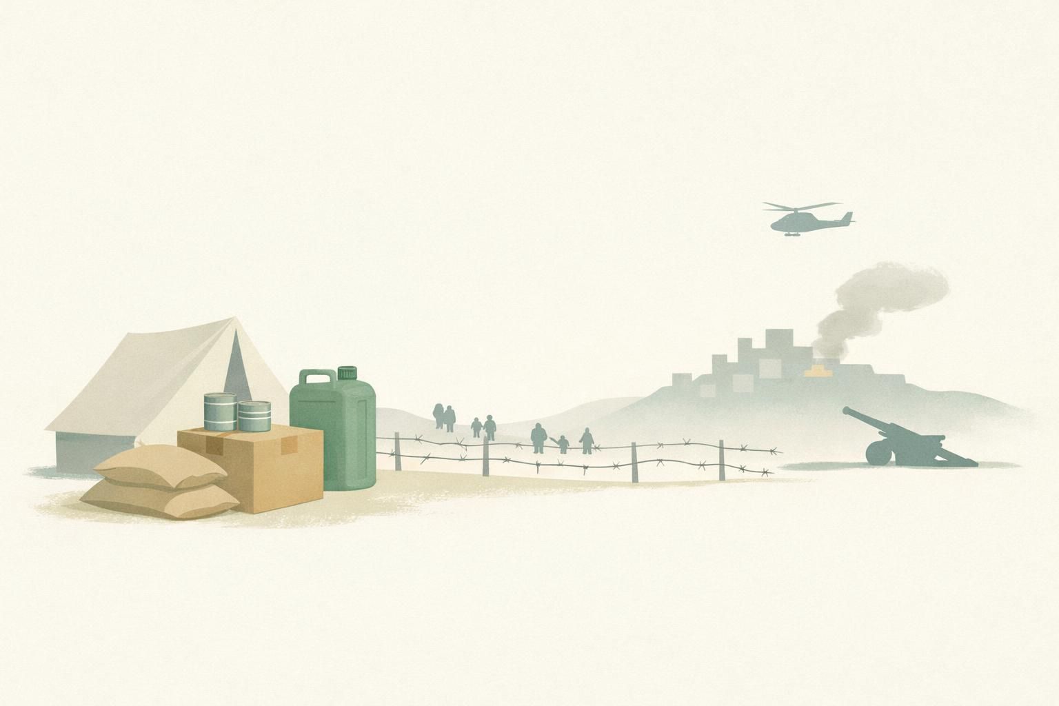 AI-generated conceptual illustration: Fighting puts aid beyond 800,000 Yemenis
