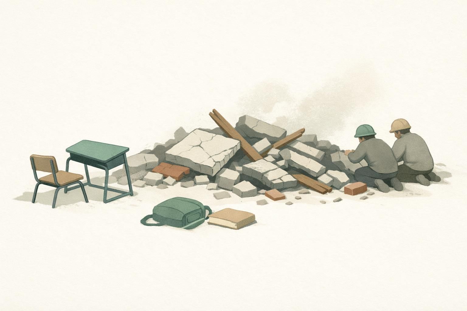 AI-generated conceptual illustration: Peshawar school collapse kills 35