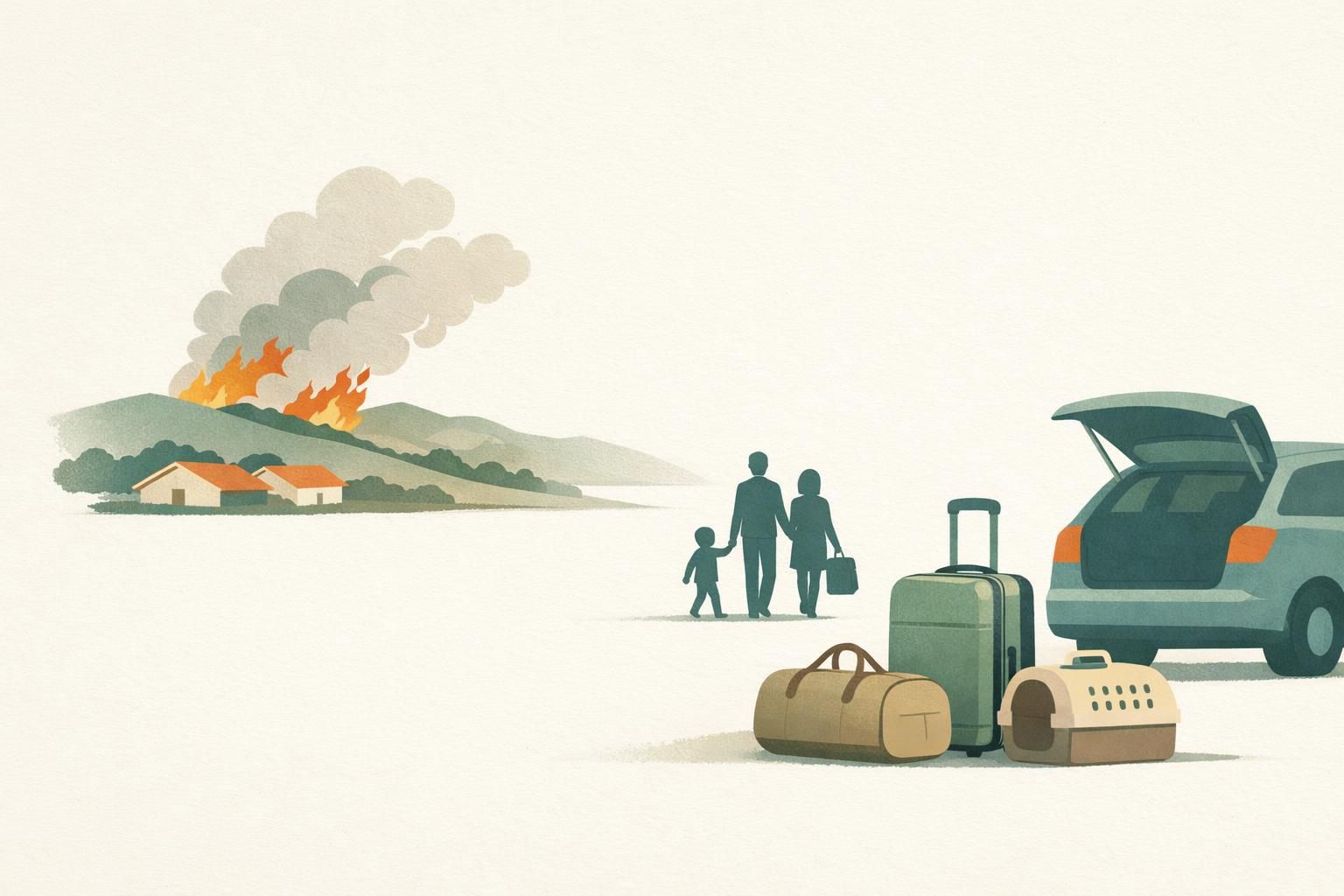 AI-generated conceptual illustration: Orange County fire forces 16,000 to evacuate