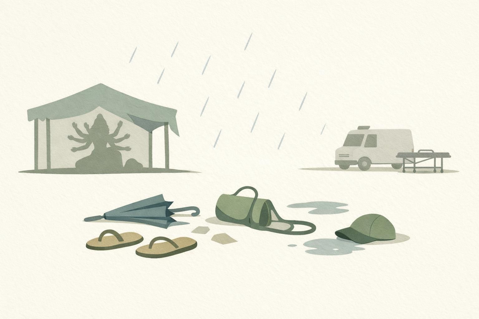AI-generated conceptual illustration: Kolkata festival crowd crush kills at least 19