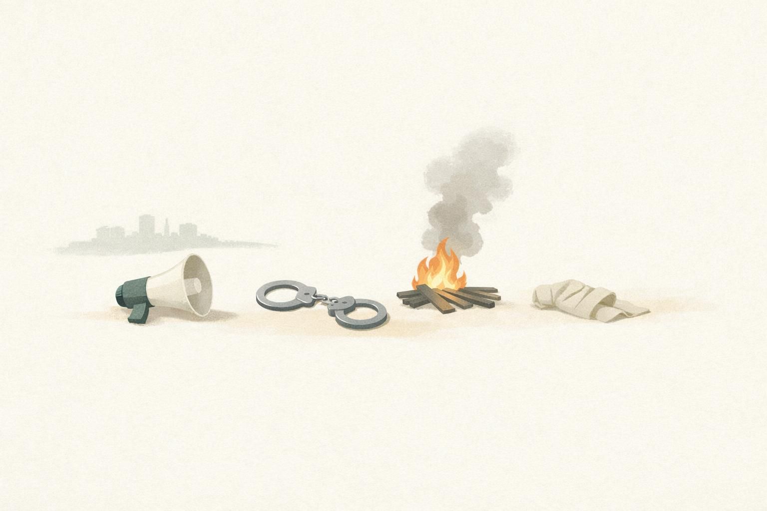 AI-generated conceptual illustration: French protests draw 550,000, with 400 arrests
