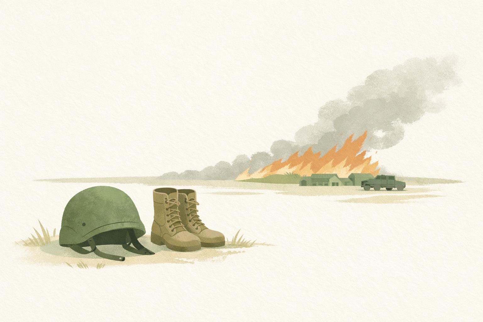 AI-generated conceptual illustration: Canadian base fire kills four soldiers