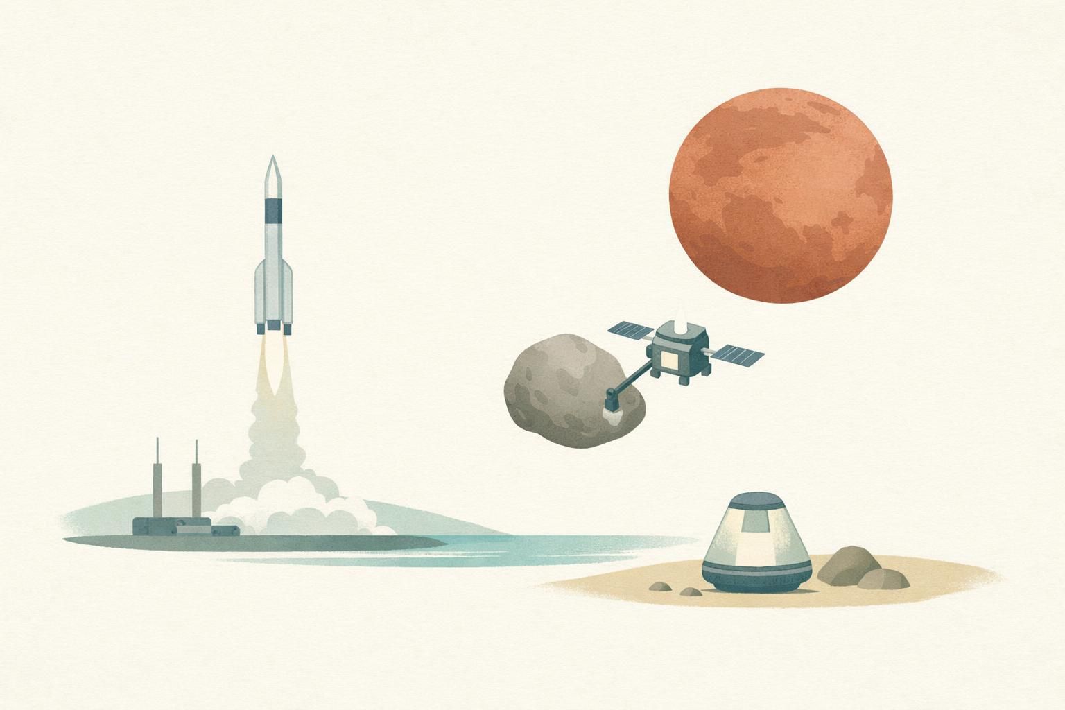 AI-generated conceptual illustration: Japan launches mission to sample Mars moon