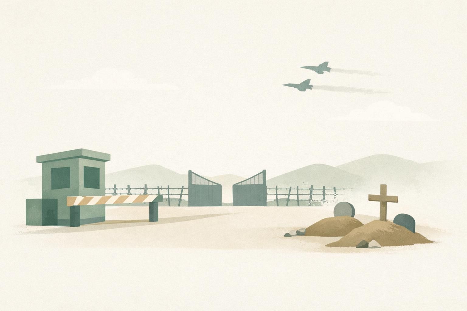 AI-generated conceptual illustration: Jordan strikes Syria; main border crossing closes