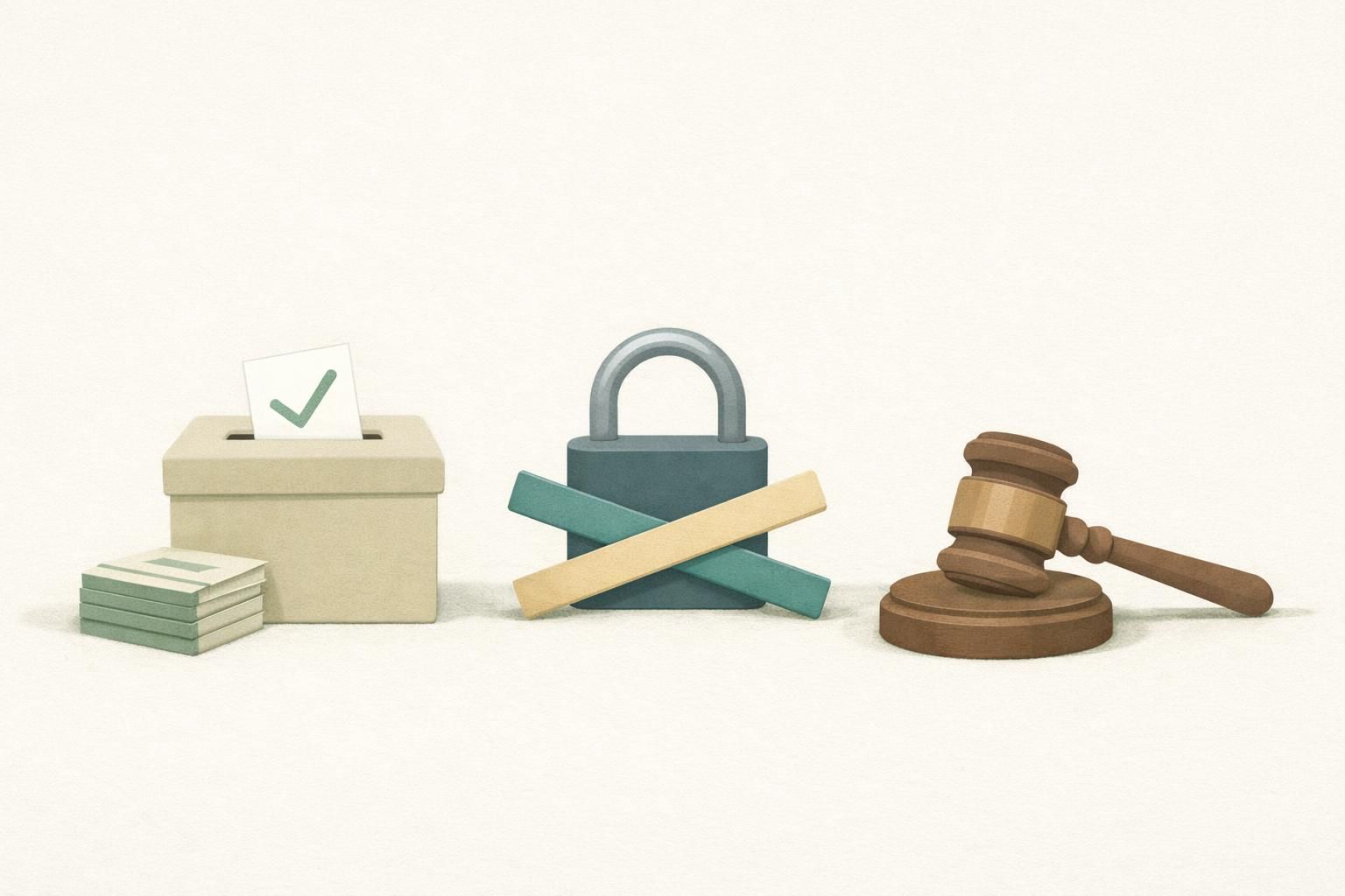 AI-generated conceptual illustration: Judge blocks DOJ threats to election officials