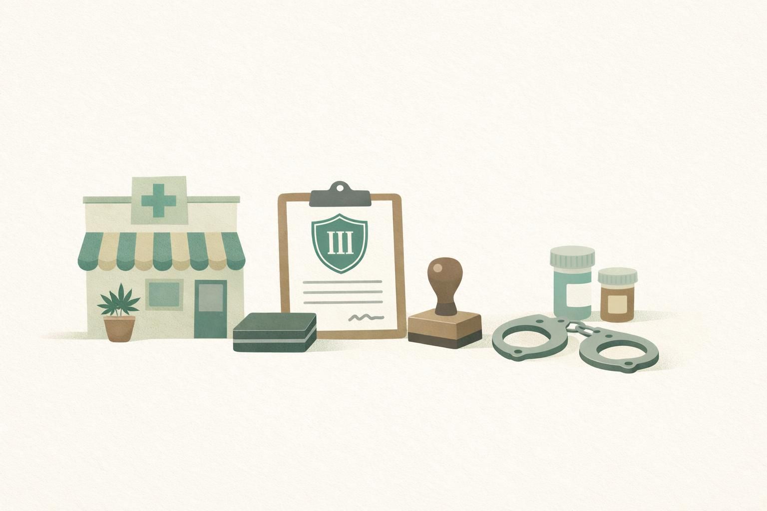 AI-generated conceptual illustration: DEA starts registering 900 medical-marijuana dispensaries